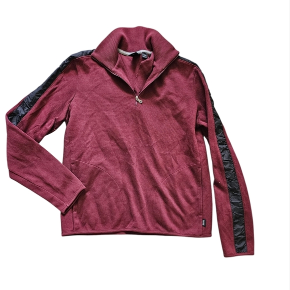 BOSS Hugo Boss Quarter Zip Burgundy Pullover Sweater Size Men's Small - Picture 1 of 7